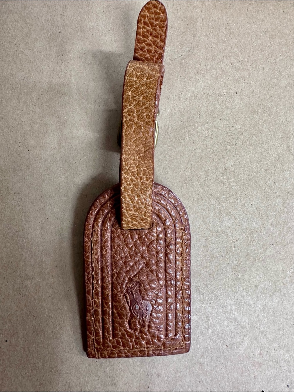 Polo by Ralph Lauren Brown Pebbled Leather Luggage Tag